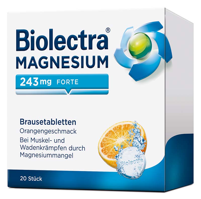 Packshot Biolectra Magnesium 243 mg forte Brausetabletten 