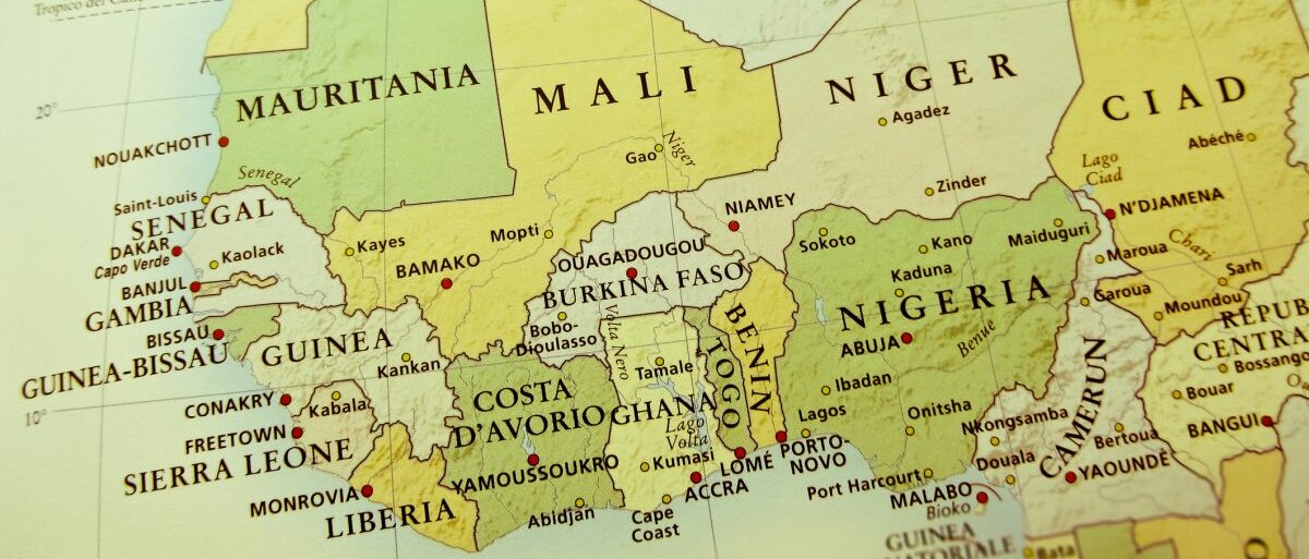Die Abbildung Westafrikas auf einer Landkarte