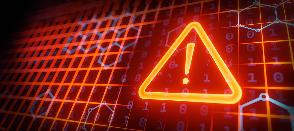 Neonschild: Dreieck mit Ausrufezeichen 