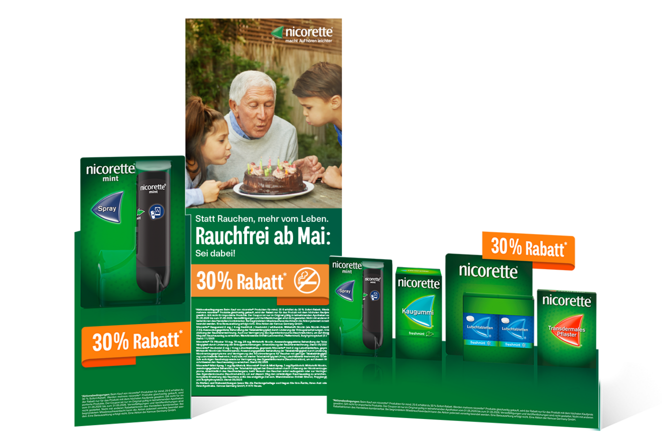 Nicorette Apotheken Material: Rauchfrei ab Mai, Sei dabei
