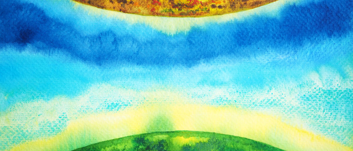 Klimawandel und Gesundheit Aquarell-Zeichnung einer abstrakten Welt