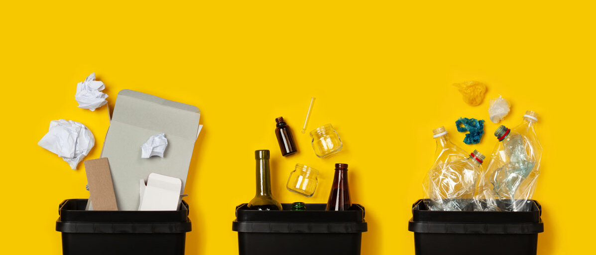 Abfall verschiedene Mülltonen