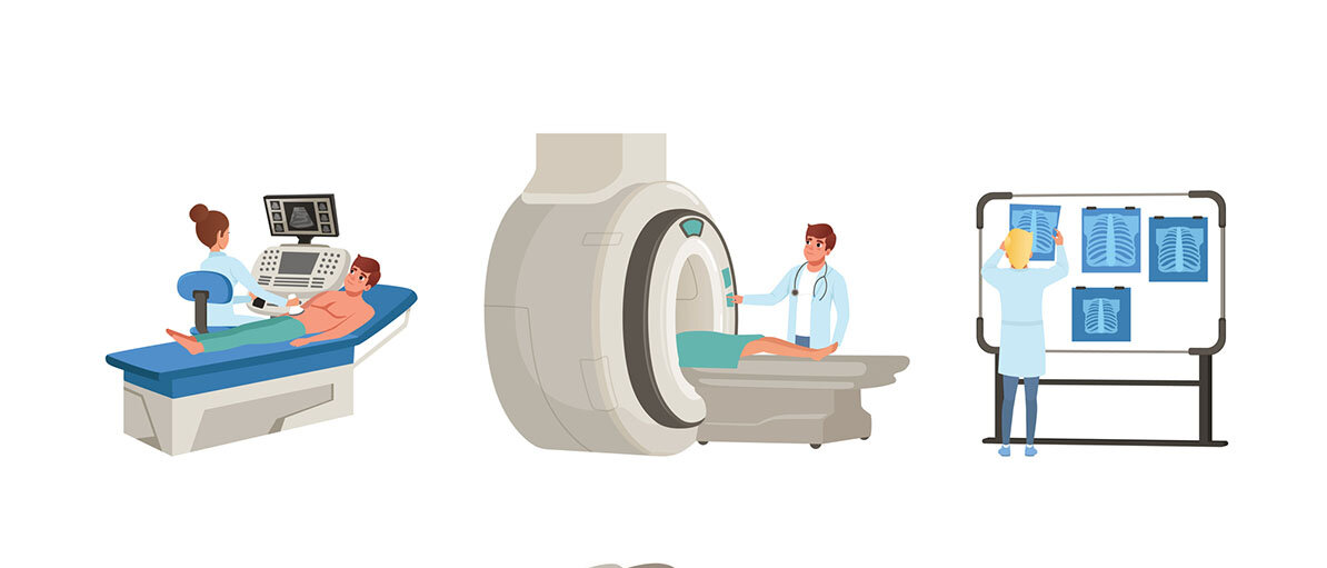 sechs verschiedene Graphiken zu Krebs Vorsorgeuntersuchungen
