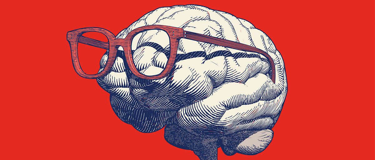Eine Illustration eines Gehirns mit Brille