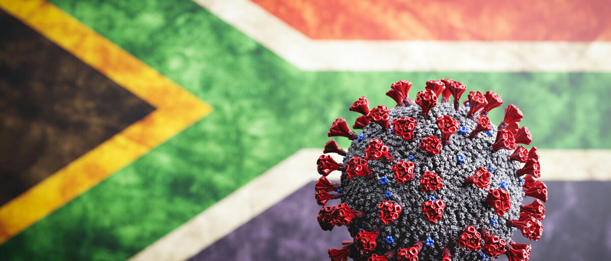 Coronavirus vor der Südafrikanischen Flagge