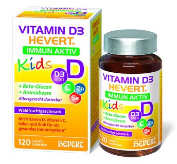 Packshot Hevert Vitamin D3 Immun aktiv Kids