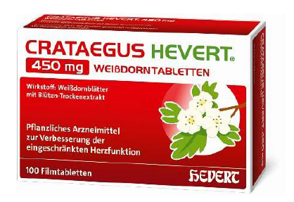 Packshot Crataegus Hevert® 450 mg Weißdorntabletten