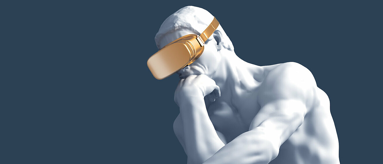 Skulptur mit VR-Brille