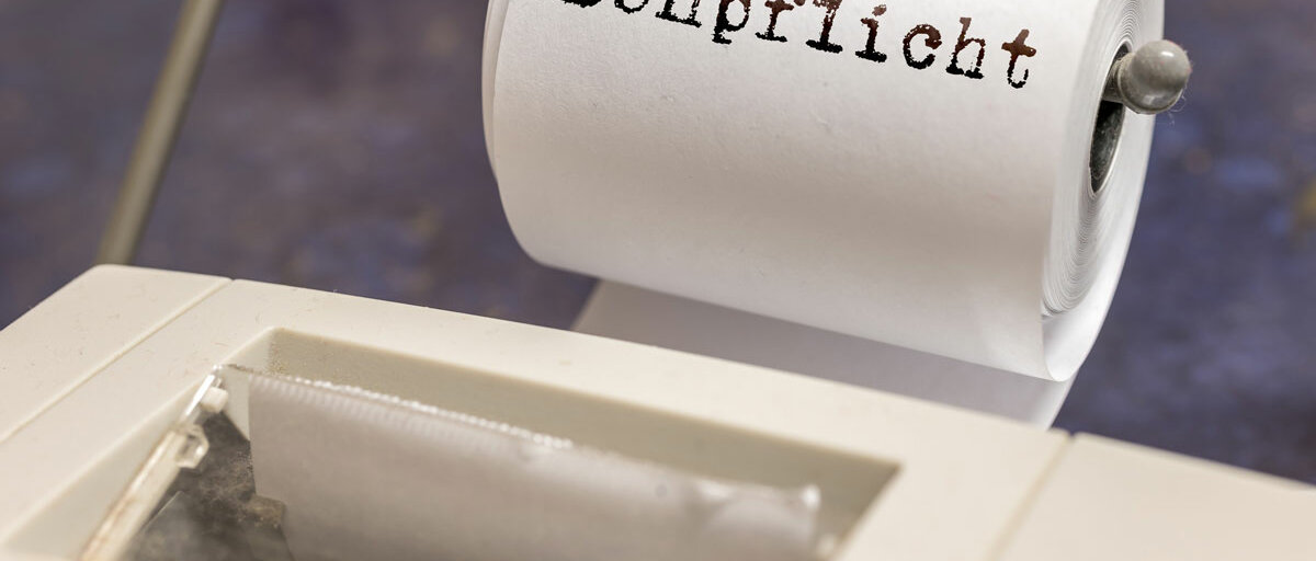 Bonpflicht Ein Kassenbon, auf dem Bonpflicht gedruckt ist